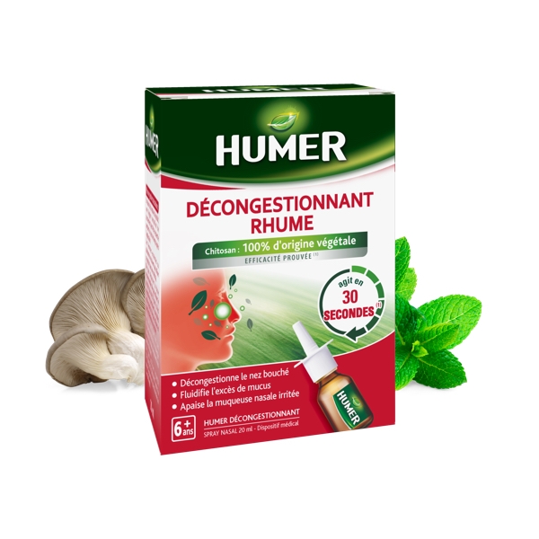 Humer Décongestionnant Rhume – spray nasal Humer Décongestionnant Rhume, décongestionne le nez bouché, fluidifie l’excès de mucus, apaise la muqueuse nasale irritée