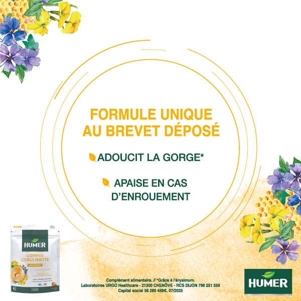 Humer Gommes gorge irritée Miel Citron pour adoucir la gorge