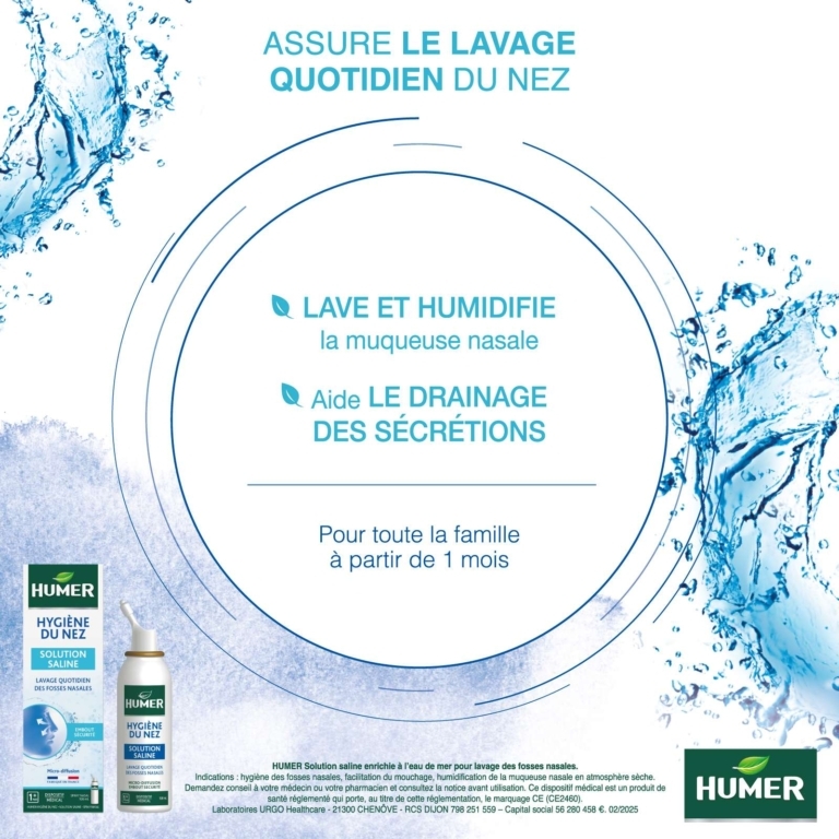 Spray nasal Humer Hygiène du nez : solution saline isotonique | Humer