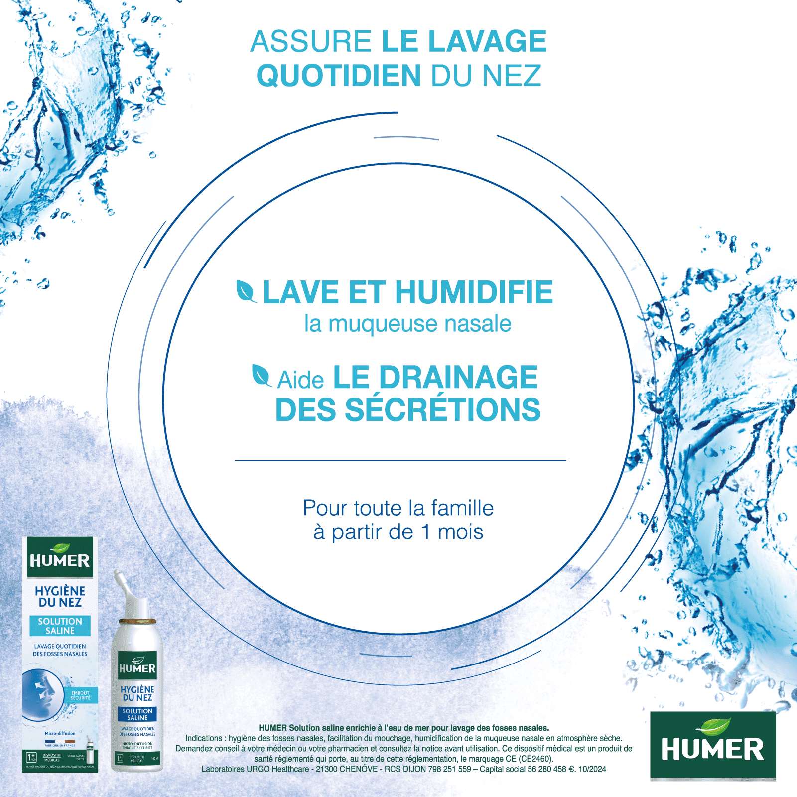 Humer solution saline assure le lavage quotidien du nez