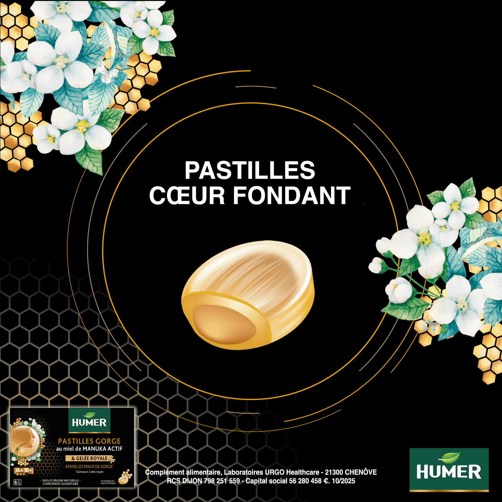 Humer Pastilles gorge manuka au coeur fondant