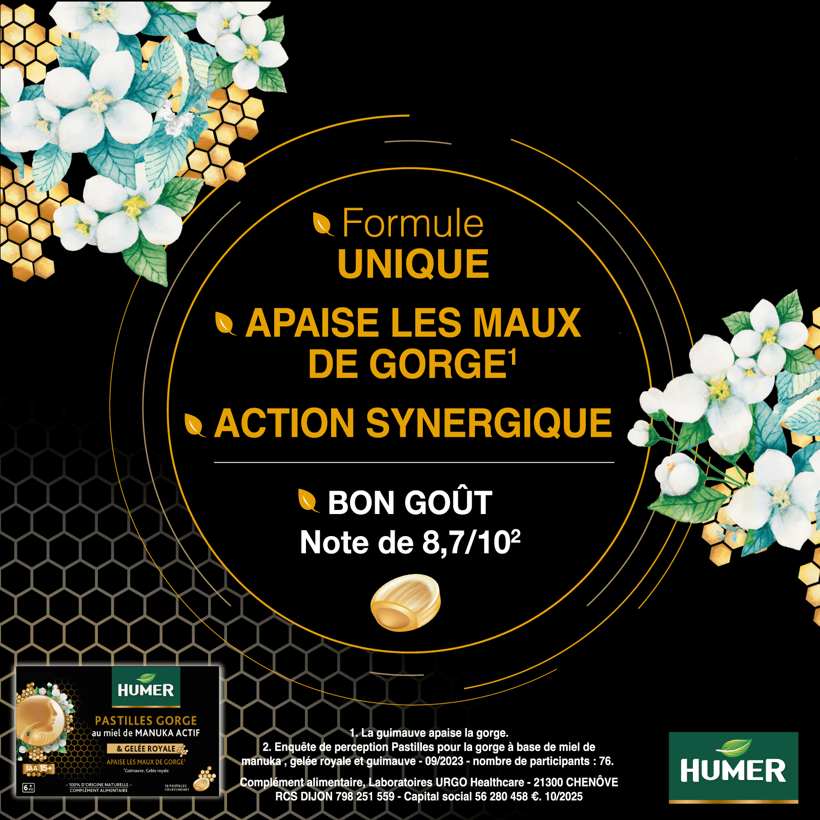 Humer pastilles gorge manouka formule unique