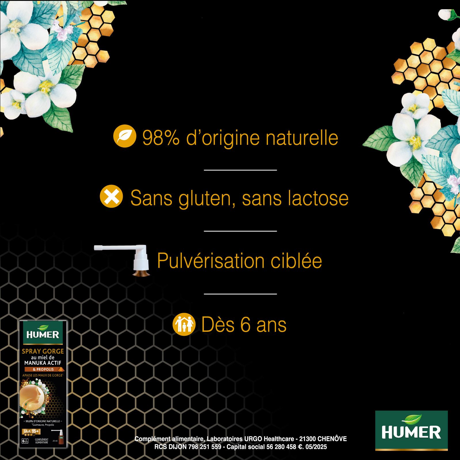 Humer Spray manuka & propolis pulvérisation ciblée