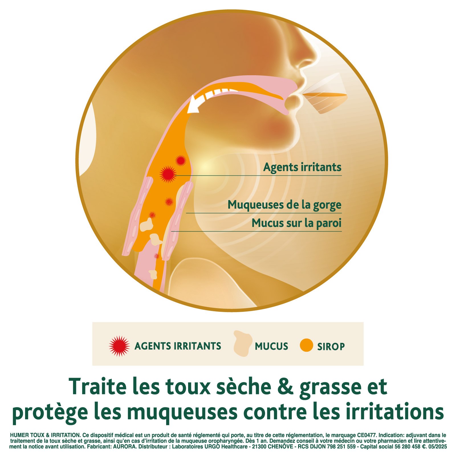 Humer Toux & Irritation Traitre les toux sèche et grasse et protège les muqueuses contre les irritations