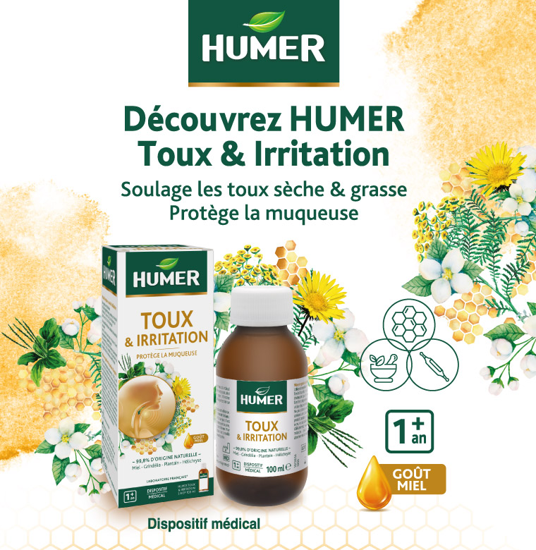Découvrez Humer Toux & Irritation Soulage les toux Protège la muqueuse