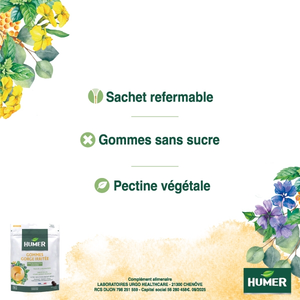 Humer gommes gorge irritée menthe eucalytpus pectine végétale